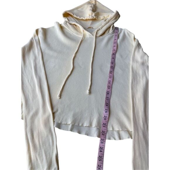 Brandy Melville John Galt Buttery Yellow Waffle Knit Thermal Hoodie - Picture 6 of 7